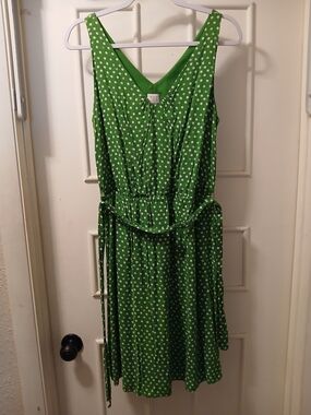 Green Polka Dot Sleeveless Dress